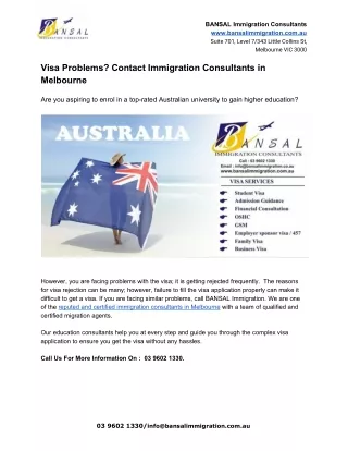 Visa Problems? Contact Immigration Consultants in Melbourne