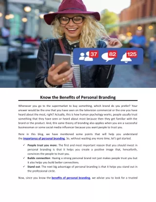 Know the Benefits of Personal Branding