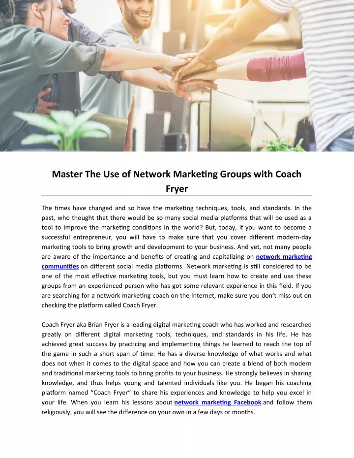 master the use of network marketing groups with