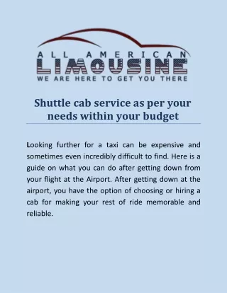 Shuttle cab service as per your needs within your budget