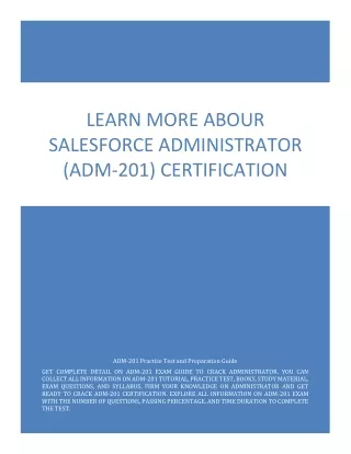 Learn More Abour Salesforce Administrator (ADM-201) Certification