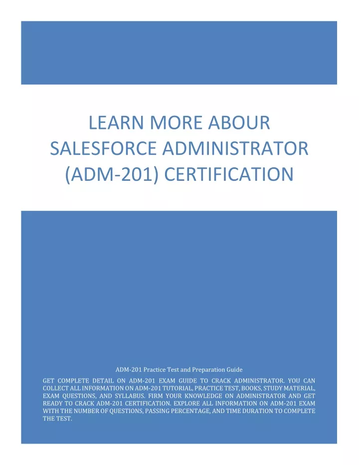 learn more abour salesforce administrator