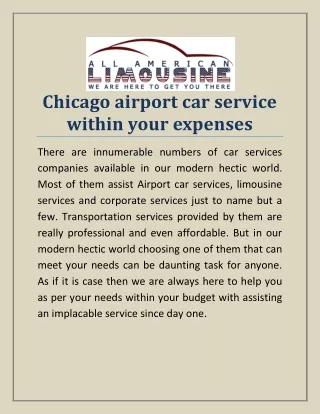 Chicago airport car service within your expenses