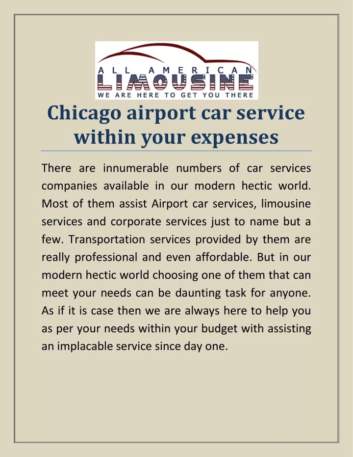 chicago airport car service within your expenses