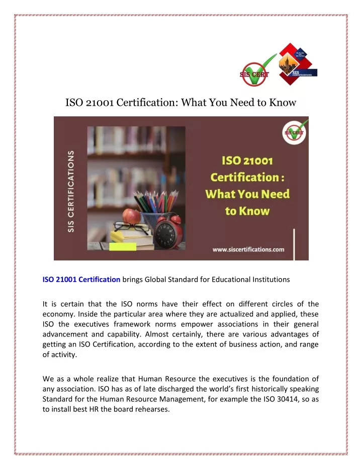 iso 21001 certification what you need to know