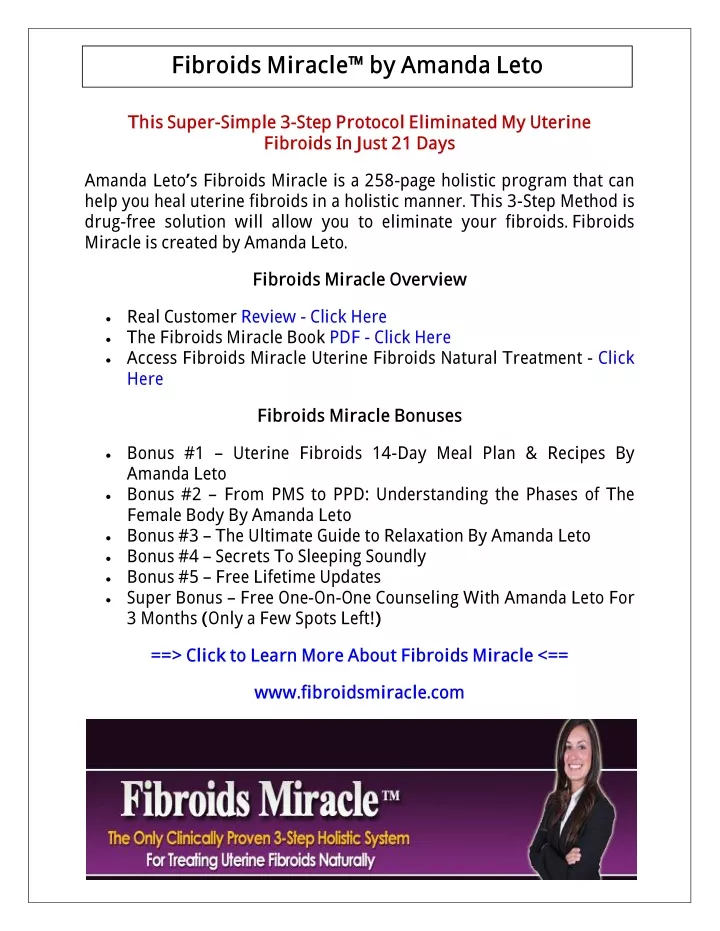 fibroids miracle by amanda leto