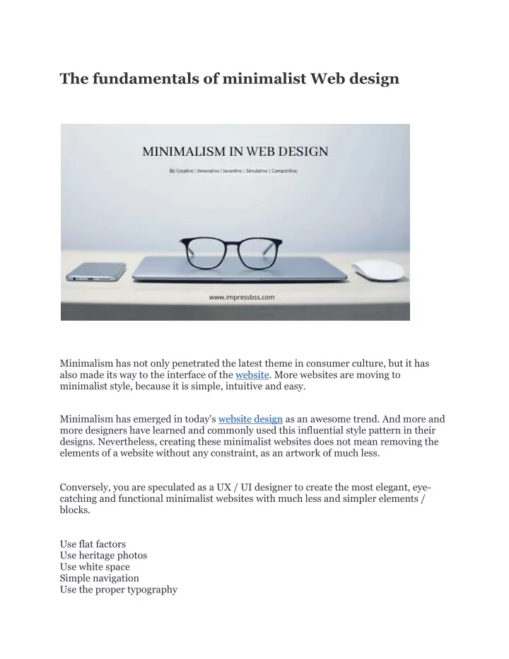 the fundamentals of minimalist web design