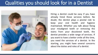 Qualities you should look for in a Dentist