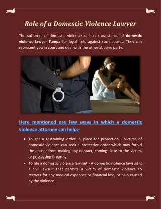 Role of a Domestic Violence Lawyer