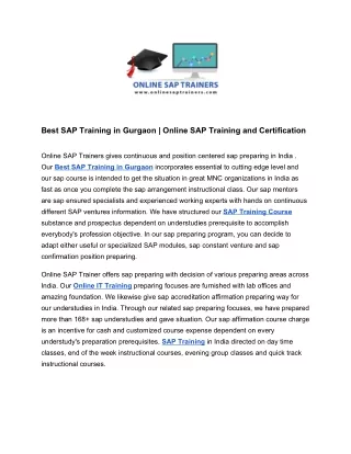 Best SAP Training in Gurgaon | Online SAP Training and Certification