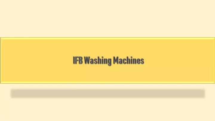 ifb washing machines