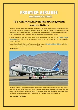 Top Family Friendly Hotels of Chicago with Frontier Airlines