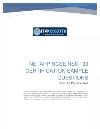 Enhance Your Performance with NetApp NCSE NS0-193 Certification