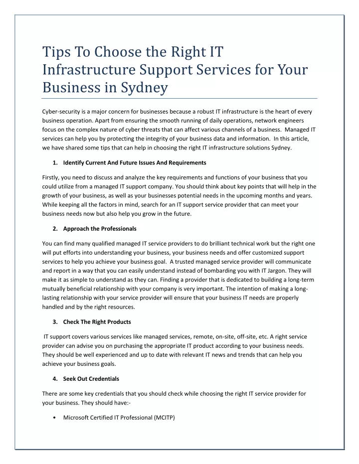 tips to choose the right it infrastructure