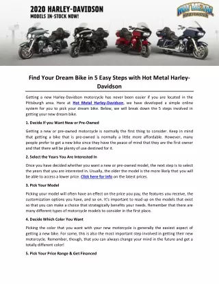 Find Your Dream Bike in 5 Easy Steps with Hot Metal Harley-Davidson