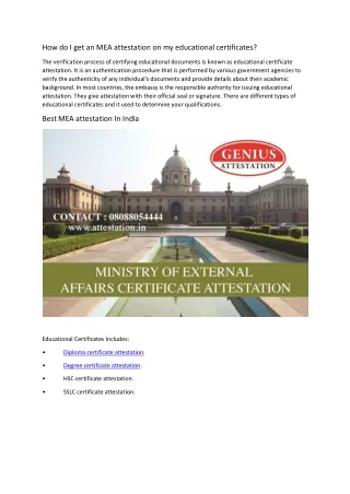 How do I get an MEA attestation on my educational certificates?