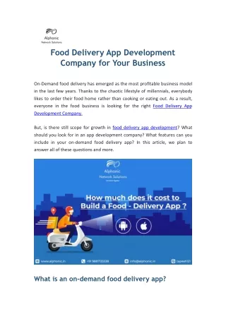 Food Delivery App Development Company | Alphonic