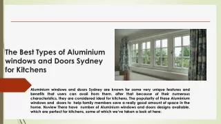 The Best Types of Aluminium windows and Doors Sydney for Kitchens