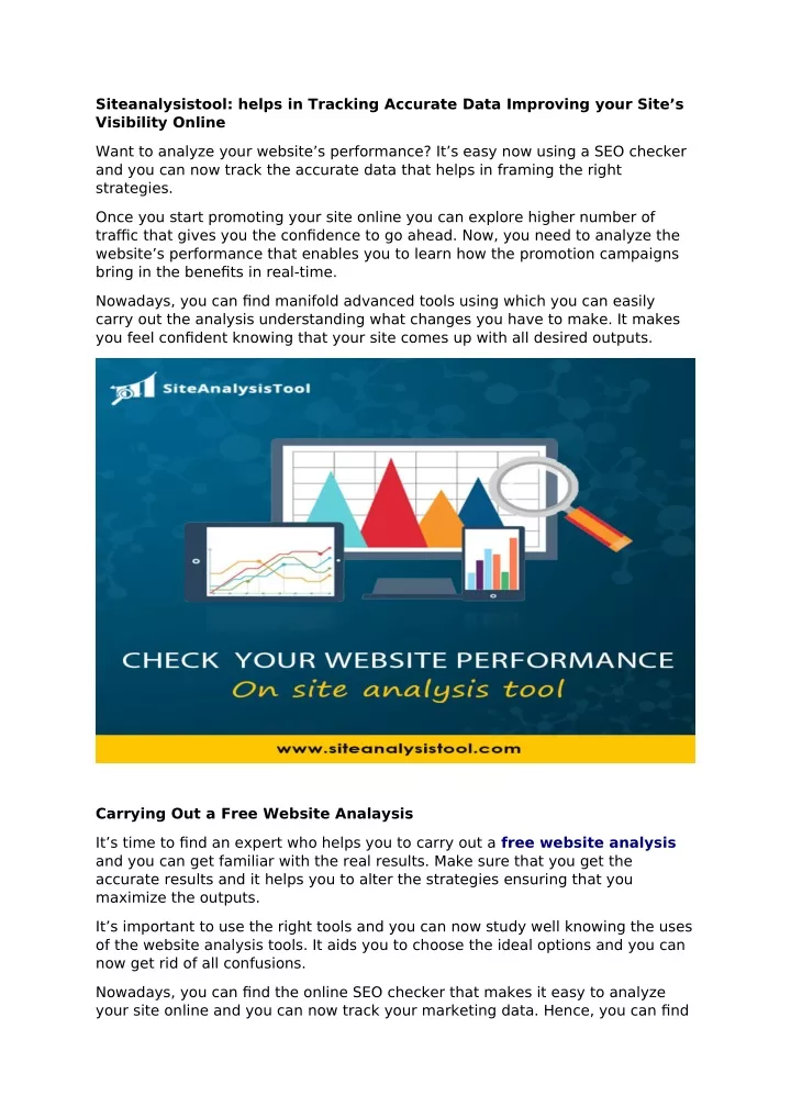 siteanalysistool helps in tracking accurate data