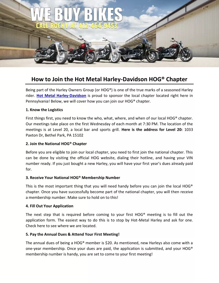 how to join the hot metal harley davidson