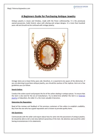 A Beginners Guide for Purchasing Antique Jewelry