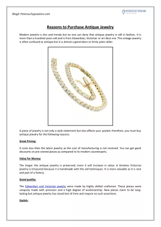 Reasons to Purchase Antique Jewelry