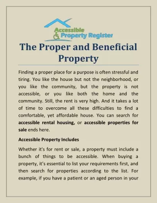 The Proper and Beneficial Property