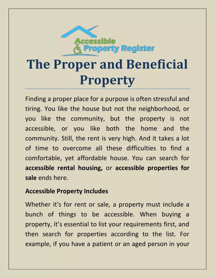 the proper and beneficial property