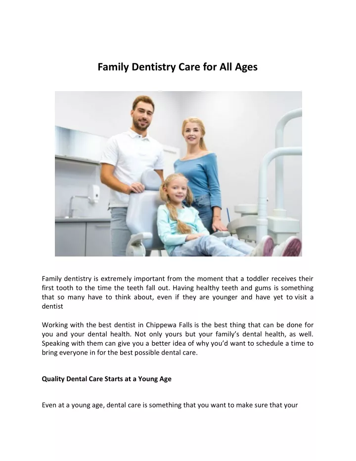 family dentistry care for all ages