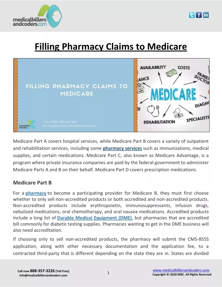 filling pharmacy claims to medicare