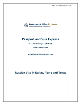 Russian Visa in Dallas, Plano and Texas
