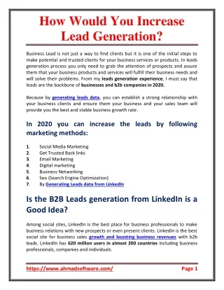 How would you increase lead generation