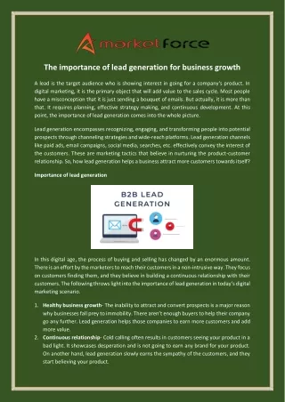 The Importance of Lead Generation For Business Growth