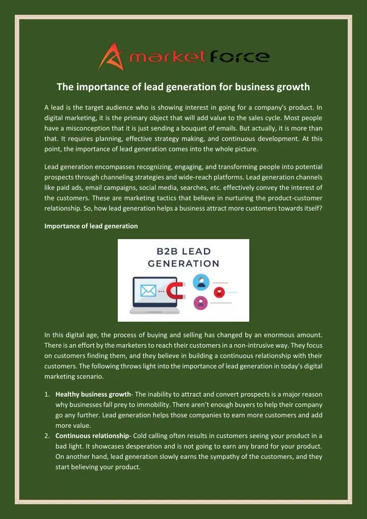 the importance of lead generation for business
