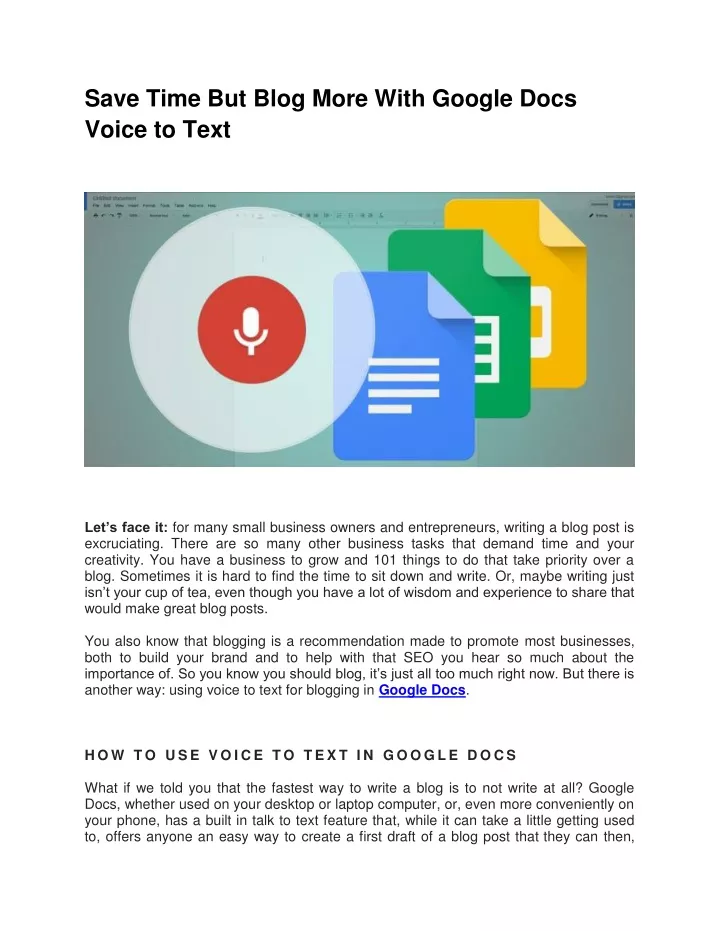 save time but blog more with google docs voice