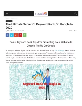 The Ultimate Secret Of Keyword Rank On Google In 2020
