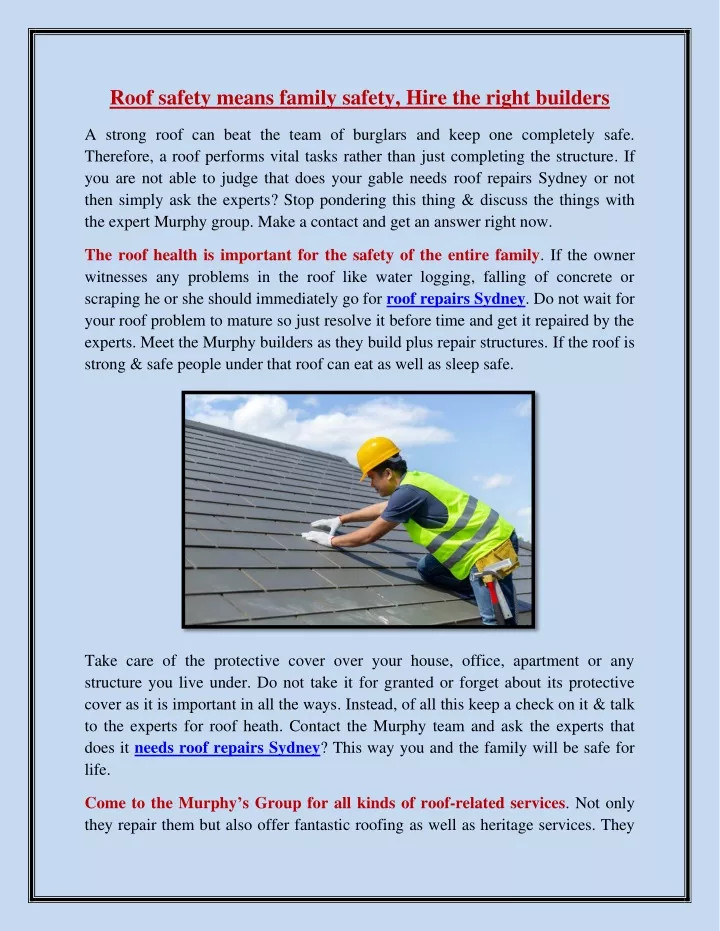 roof safety means family safety hire the right