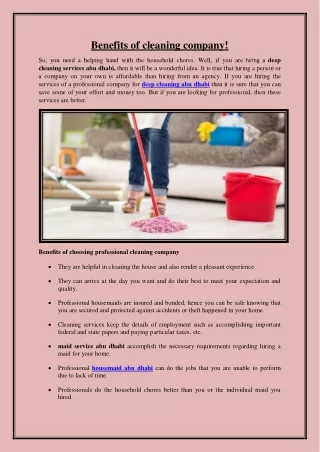Benefits of cleaning company
