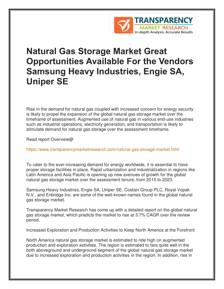 natural gas storage market great opportunities