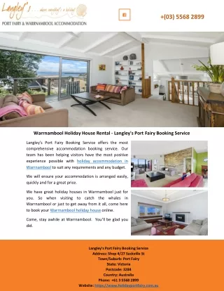 Warrnambool Holiday House Rental - Langley's Port Fairy Booking Service