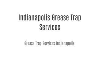 Indianapolis Grease Trap Services