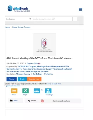 49th Annual Meeting of the DGTHG and 52nd Annual Conference of the DGPK