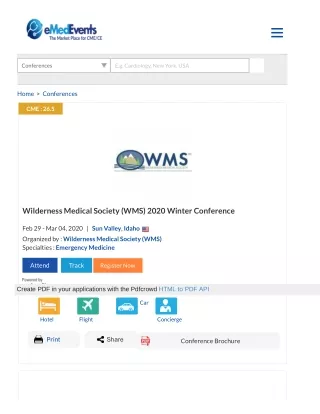 Wilderness Medical Society (WMS) 2020 Winter Conference, Sun Valley Inn, Sun Valley, Idaho, USA