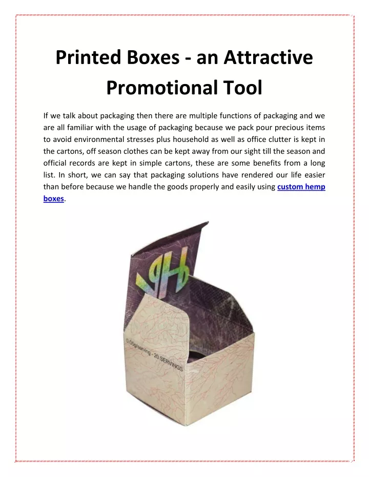 printed boxes an attractive promotional tool