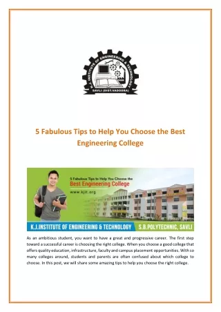 Tips to Help You Choose Best Engineering Colleges in Gujarat