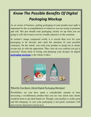 Know The Possible Benefits Of Digital Packaging Mockup