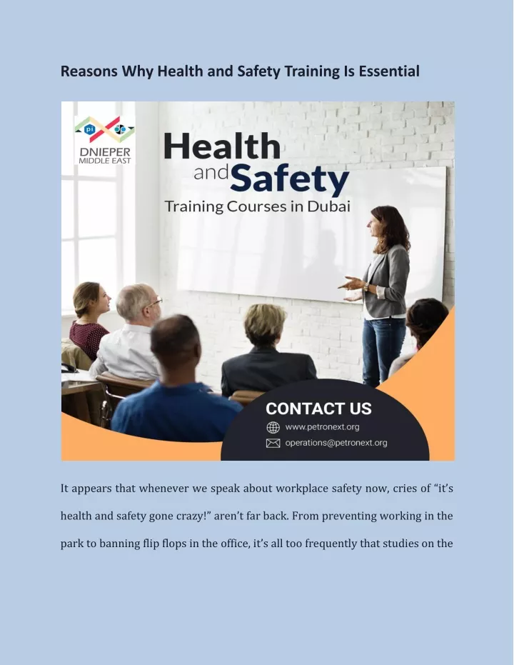 reasons why health and safety training