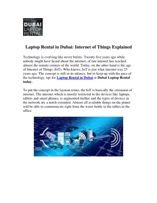 Laptop Rental in Dubai: Internet of Things Explained