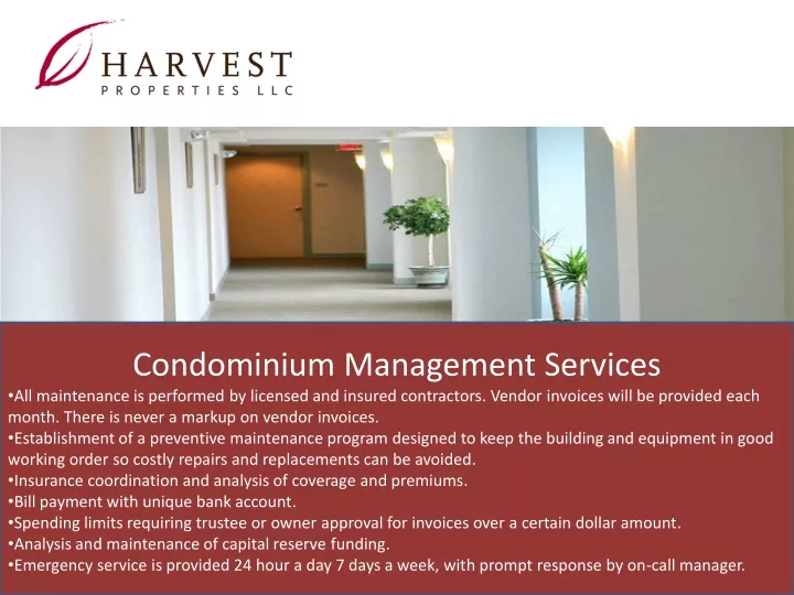 condominium management services all maintenance