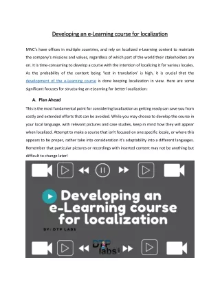 Developing an e-Learning course for localization